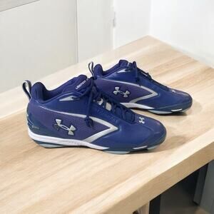 NEW Under Armour Metal Bomber Low St Baseball Cleats Sz 14 Diamond Blue/Silver